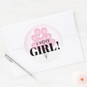 私は投票ガールピンクのバルーン性別を表示パーティー ラウンドシール (封筒)