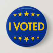 私は投票ボタン欧州選挙未来の民主主義 缶バッジ (正面)