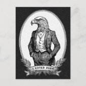 私は投票白黒バードイラストレーションバルドイーグル ポストカード (正面)
