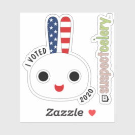 私は投票赤白青バニー+容疑者セロリ™ シール