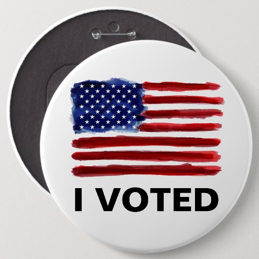 私は投票 – アメリカ国旗 缶バッジ (正面&裏面)
