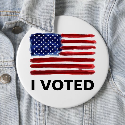 私は投票 – アメリカ国旗 缶バッジ (インサイチュ)