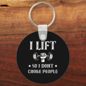 私は持ち上げるので、私は人々のジムおもしろいボディビルを窒息させない キーホルダー (正面)