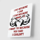 私は持ち上げ重量挙げ私は私が出来ないと言ったから スクエア壁時計 (傾斜)