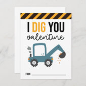 私は掘る子供たち建築バレンタインカード サンキューカード (正面/裏面)