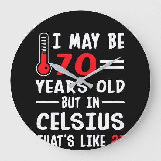 私は摂氏21の70歳であるかもしれません ラージ壁時計 (正面)
