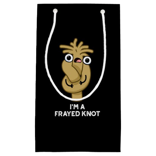 私は擦り切れた結び目のロープンおもしろいダークBGだ スモールペーパーバッグ (正面)