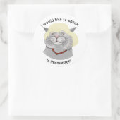 私は支配人話に会いたい。かつらをかぶった猫 ラウンドシール (バッグ)