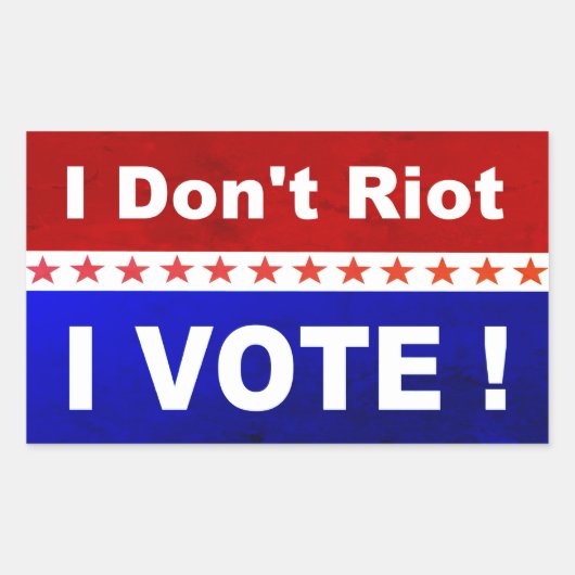 私は政治に投票する暴動を起こ人気があるさない 長方形シール (正面)