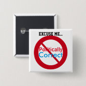 私は政治的に正しいレッド・ブルーではない 缶バッジ (正面&裏面)