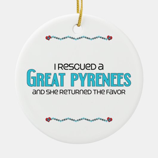 私は救助しましたグレート・ピレニーズ(メス犬)を セラミックオーナメント (正面)