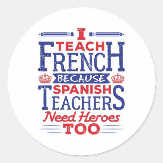 私は教えフランスのおもしろい先生ヒーロー ラウンドシール (正面)