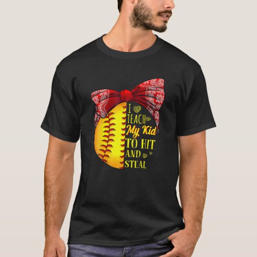 私は教え子供がソフトボールを打って盗む Tシャツ (正面)