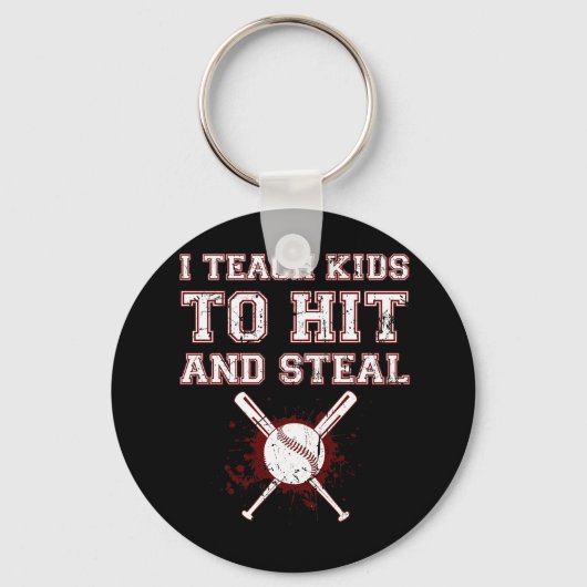 私は教え子供がヒットし、盗む – 野球コーチ キーホルダー (正面)