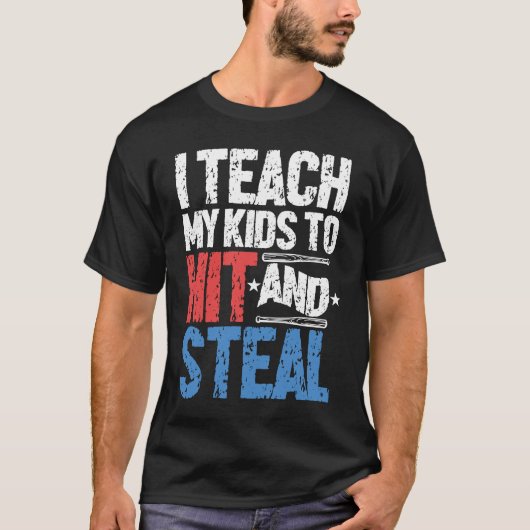 私は教え子供が野球のコーチを殴って盗む Tシャツ (正面)
