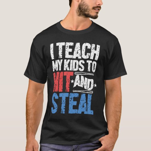 私は教え子供が野球のコーチを殴って盗む Tシャツ (正面)