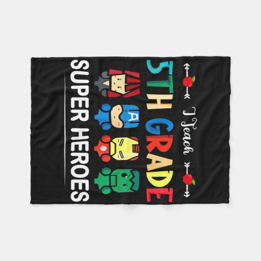 私は教え5年生スーパーヒーローCkから学校先生 フリースブランケット (正面(横))