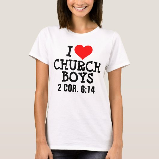 私は教会男の子のTシャツのティーを愛します Tシャツ (正面)