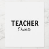 私は教師です 学校 大学 登録名 テキスト シンプル ワインラベル (シングルラベル)