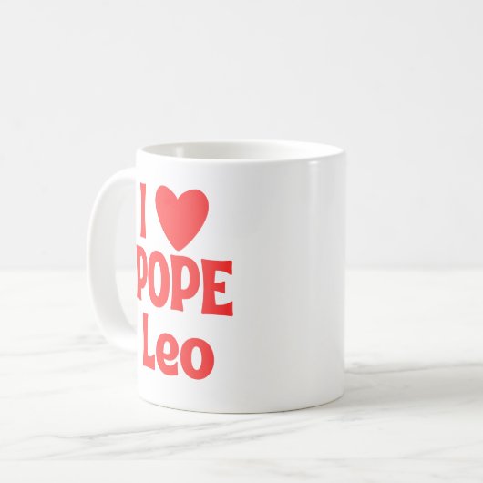 私は教皇レオが大好き、歴史的な最初のアメリカ教皇 コーヒーマグカップ (正面左)