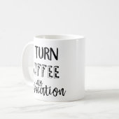 私は教育にコーヒーを回します コーヒーマグカップ (正面左)