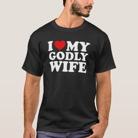 私は敬虔な妻を愛している Tシャツ (正面)