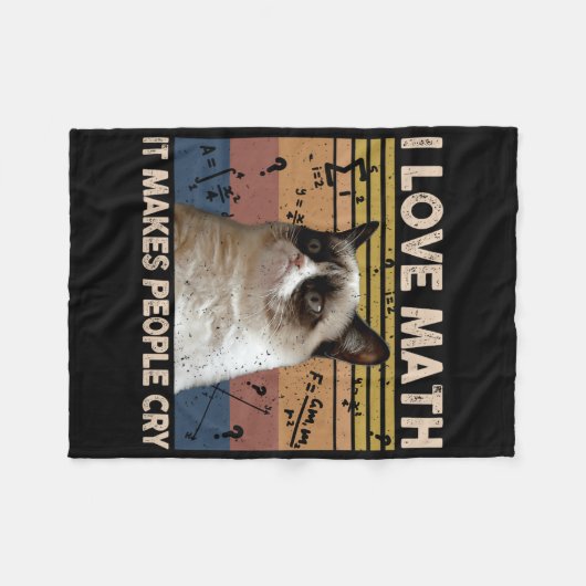 私は数学が大好きで、それが人を泣かせる猫好き フリースブランケット (正面(横))