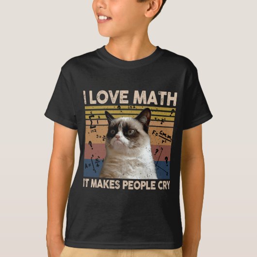 私は数学が大好きで、それが人を泣かせる猫好き Tシャツ (正面)