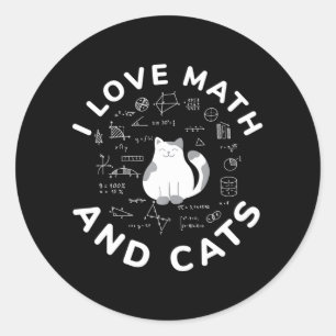 私は数学と猫の猫好きおもしろいと数学が大好き ラウンドシール