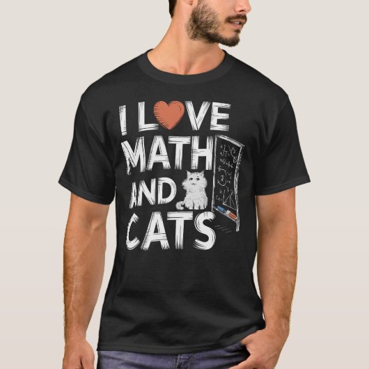 私は数学と猫の猫好きおもしろい科学が大好教えき Tシャツ (正面)