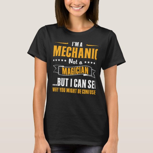 私は整備士ではないマジシャンのシャツ整備士スウェア Tシャツ (正面)