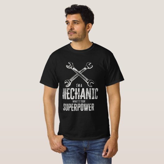 私は整備士よ超大国は何だおもしろい Tシャツ (正面フル)