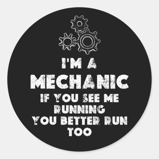 私は整備士 おもしろい ラウンドシール (正面)