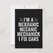 私は整備士Mekanic I Fix Cars おもしろい Repairman サンキューカード (正面)