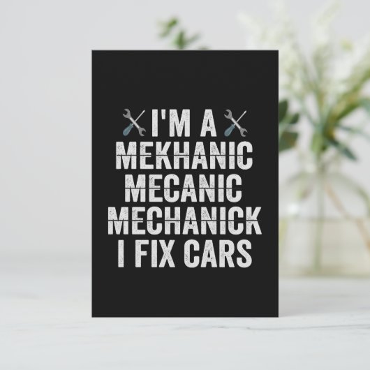 私は整備士Mekanic I Fix Cars おもしろい Repairman サンキューカード (スタンド正面)