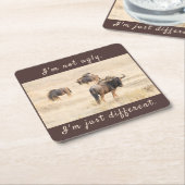 私は文字で醜い荒涼とした写真ではない スクエアペーパーコースター (アングル)