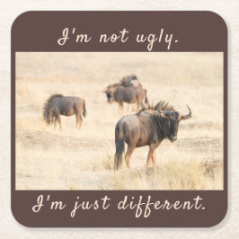 私は文字で醜い荒涼とした写真ではない スクエアペーパーコースター