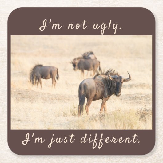 私は文字で醜い荒涼とした写真ではない スクエアペーパーコースター (正面)