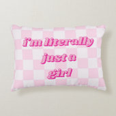 私は文字通り女の子ソフトホットピンク市松模様にだ アクセントクッション (正面)