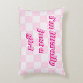 私は文字通り女の子ソフトホットピンク市松模様にだ アクセントクッション (正面(垂直))