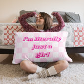 私は文字通り女の子ソフトホットピンク市松模様にだ アクセントクッション