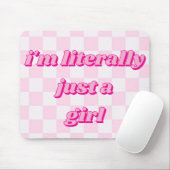 私は文字通り女の子ソフトホットピンク市松模様にだ マウスパッド (マウス)