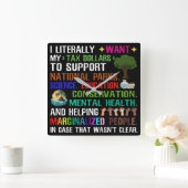 私は文字通り自分の税金が欲しい スクエア壁時計 (ホーム)