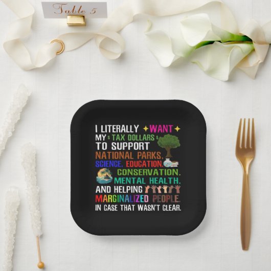 私は文字通り自分の税金が欲しい ペーパープレート (ウェディング)