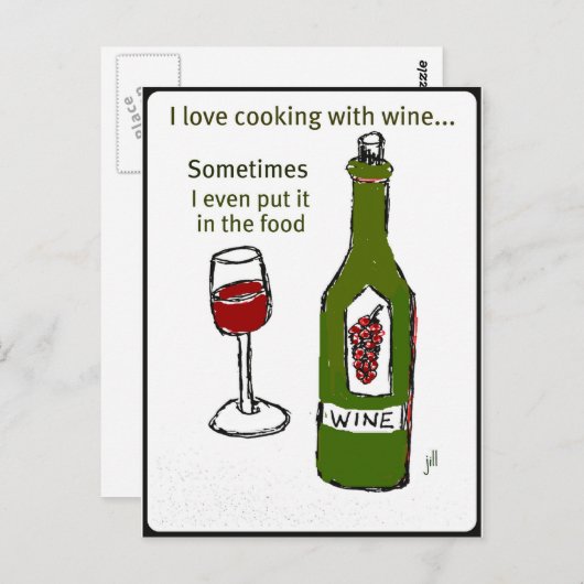 私は料理とワインが好きで、時々置いてしまう ポストカード (正面/裏面)