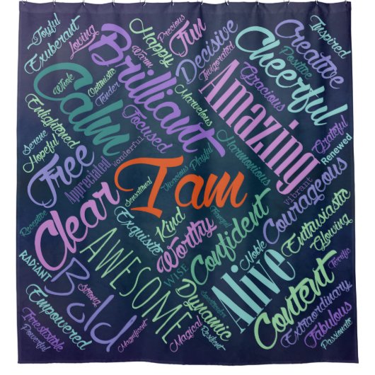 私は断言の単語の雲の芸術です シャワーカーテン (正面)