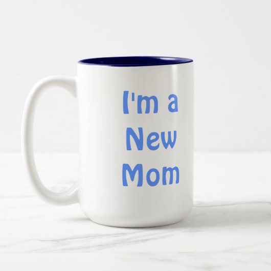 私は新しいお母さんです。 青い ツートーンマグカップ (左)