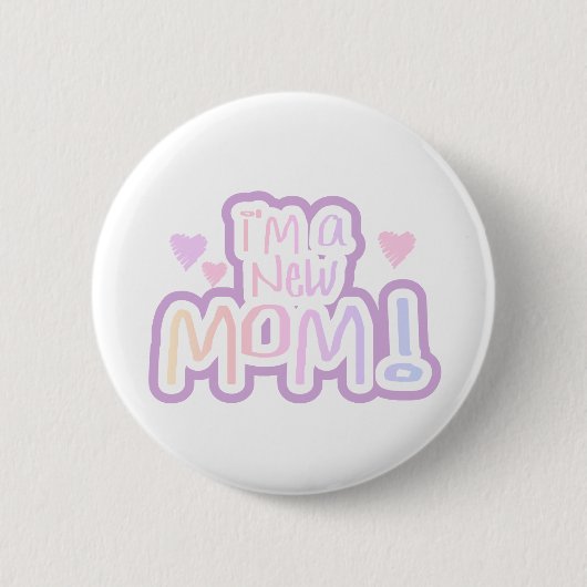 私は新しいママTシャツとギフト 缶バッジ (正面)