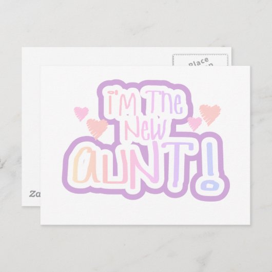 私は新しい叔母である – ピンクの色合い ポストカード (正面/裏面)