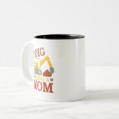 私は新しい母のための母の掘削機の漫画を掘る ツートーンマグカップ (正面左)